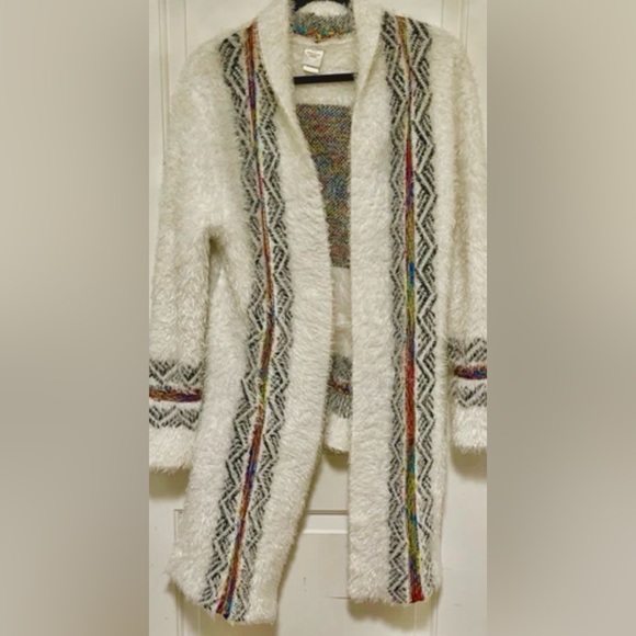 Northern Angel Open Front Cardigan Aztec‎ Boho Tribal Southwestern XL Fuzzy - Picture 3 of 11